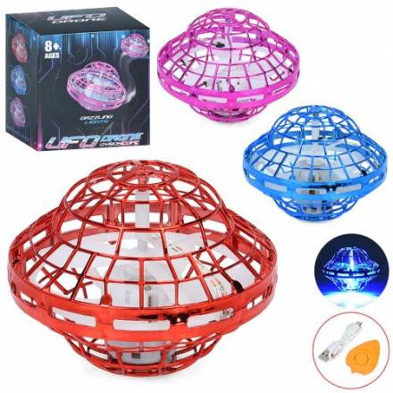 Літаюча тарілка, НЛО, UFO M2, пульт, 9,3см, реагує на руку, світло, акум, USBзарядне - 1