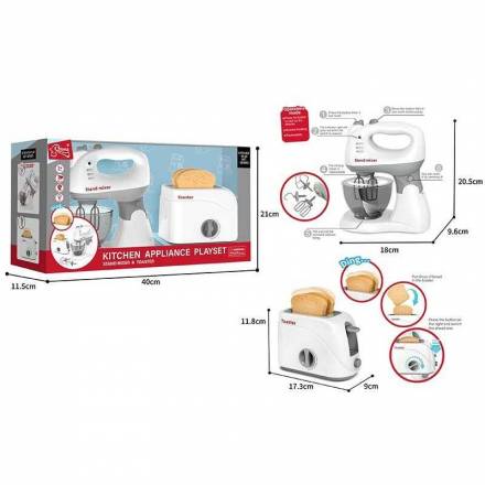 Кухонний набір F 2316 тостер, блендер, муляжі їжі, рухливі елементи, в коробці - 1