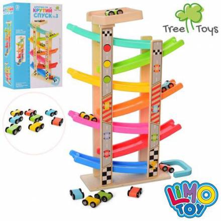 Деревянная игрушка Трек MD 2541 (16шт) машинки 4см 8шт, в кор-ке, 30-44-10,5см - 1