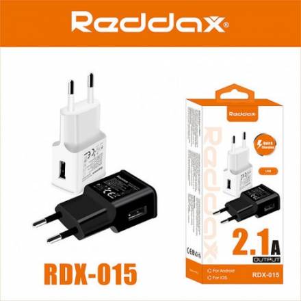 Зарядний пристрій для мобільного телефону RDX-015 USB вилка (2100Mah) BLACK - 1