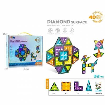 Конструктор магнітний DIAMOND SURFACE 9955B 32дет.кор.25,5*5*20 - 1