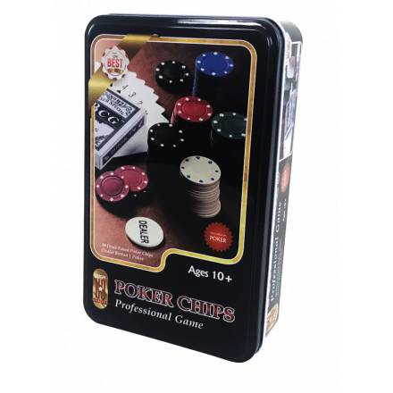 Настільна гра J02070 (24шт) покер, фішки, карти, в кор-ке(металл), 19,5-12-5см - 1