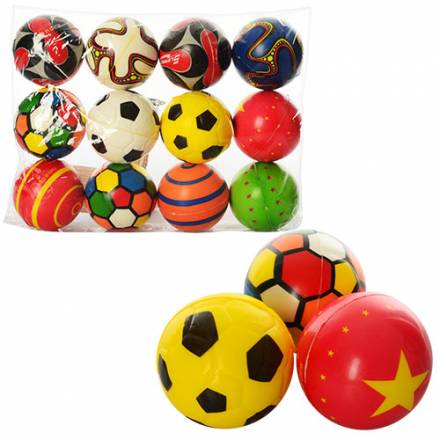 Мяч детский фомовый MS 0262 (120шт) 3 дюйма, 6 видов, 12шт в кульке - 1