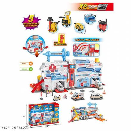 Паркінг арт. SK-599HB (12шт/2)  батар. пластик + метал, світло,звук,  короб. 44*12,5*33см - 1