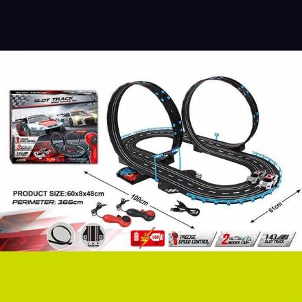 Трек на радіокеруванні JJ 206-1 (8) траса 61х100 см, підсвічування, 2 машинки, масштаб 1:43, мертва - 1