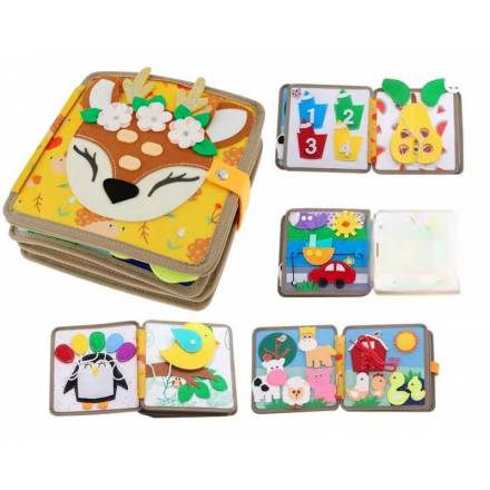 М'яка книжка-бізіборд C 69029 (32) фетр, пальчикові ігри, шнурівка, сортер за кольорами, елементи на - 1