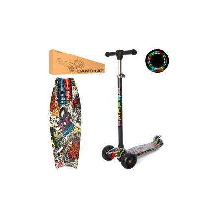 Самокат JR 3-060-22-WP1 (1шт) MAXI,алюм+пласт,3колПУ,пер120-40мм,кермо70-89см,підніж40-13,5см,світ., - 1