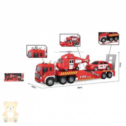 Трейлер автовоз пожежна WY578B з транспортом (2шт) інерц.батар.муз.світ.кор.52*11,5*21 - 1