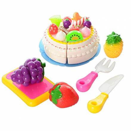 Продукты 170C1 (36шт) на липучке,торт, фрукты 3шт, нож, досточка, вилка, в кульке - 1