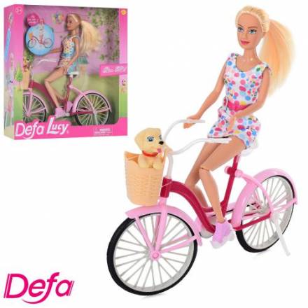 Лялька DEFA 8276 (12шт) 30см, велосипед26см, собачка, 2 вида, в кор-ке, 29,5-31,5-9,5см - 1