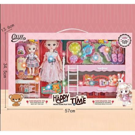 Набір ляльок 2027-18 (12) 2 ляльки, шарнірні суглоби, імітація скляних очей, підсвічування, аксесуар - 1