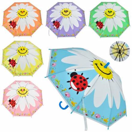 Зонтик детский MK 4804 (60шт) длина62см,трость56см,диам77см,спица43см,клеенка,5цветов, в кульке - 1