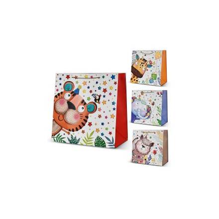 Пакет подарунковий паперовий "Animals" 38*38*20см R95551 (240шт) - 1