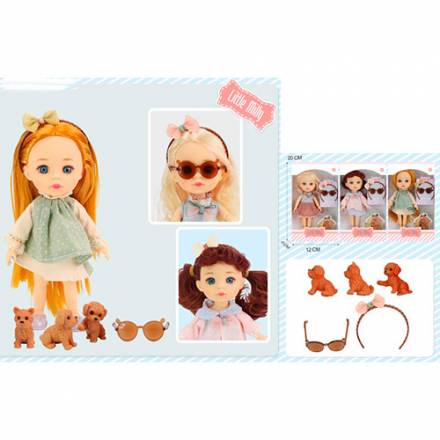 Лялька 91055-C (36шт) шарнірна, 15см, фігурка, окуляри, обруч для волосся, 3 види, в кор-ці, 12-20-6 - 1