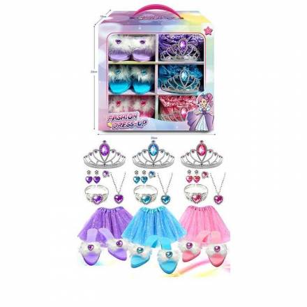 Набір аксесуарів JY 7301 (24/2) прикраси, 3 спідниці, 3 пари черевиків, в коробці - 1