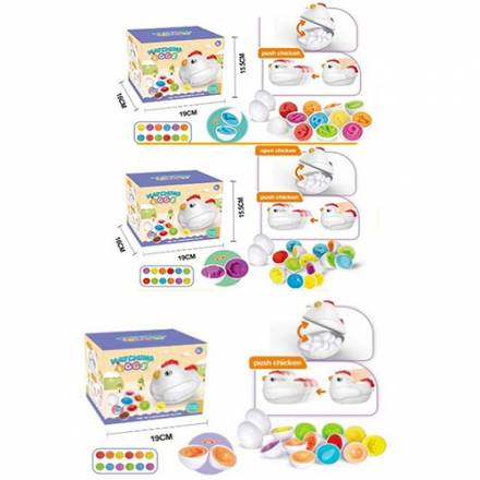 Сортер курочка, МОНТЕСОРІ DF18-9-20 (18шт) 22см, каталка, 12шт, 3 види, в кор-ці, 19-16-15см - 1