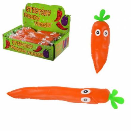 Антистресс-тянучка AN6708 (96шт) морковка с песком, 12 шт. в дисплей боксе – 25.5*16.5*7.5 см, - 1