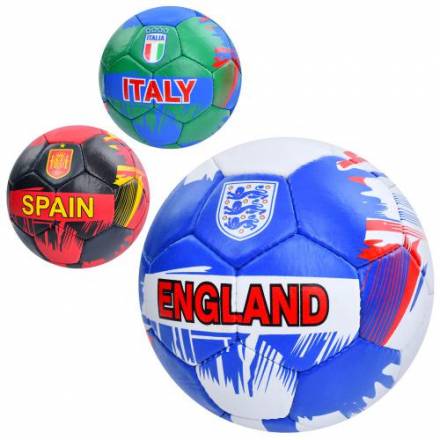 М'яч футбольний 2500-270-1 (30шт) розмір5,ПУ1,4мм,ручна робота, 32панелі, 400-420г, 3види(країни), в - 1