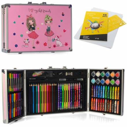 Набір для творчості MK 4536 (10шт) акв.фарби, фломастери, олівці, в чемодані,40,5-27-6см - 1