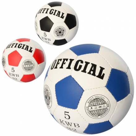 М'яч футбольний OFFICIAL 2500-203 (30шт) розмір5,ПУ1,4мм,ручн.робота,32панелі,280-310г,3кольори,в па - 1