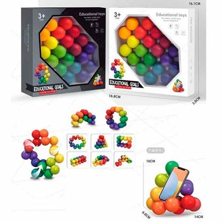 Игра 7735 (84шт) головоломка, шарики, 2 цвета, в корке 17-16-3см - 1