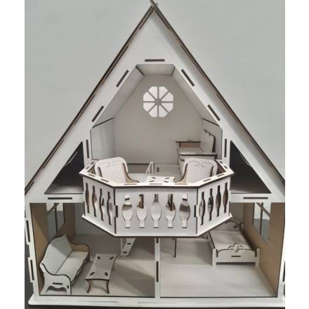 Ляльковий будиночок (фанера) "CONTRY HOUSE"2 повер, 3 кімн,8 мебл47х51х38см/00318 - 1