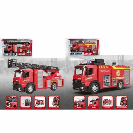 Пожежна машина HJ05-06A (18шт) інерц, 29,5см, звук, світло, рухливі деталі, гумові деталі, метал+пла - 1