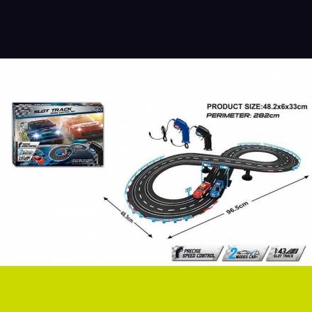 Трек на радіокеруванні JJ 201-1 (12) траса 48х96 см, підсвічування, 2 машинки, масштаб 1:43, 2 пульт - 1