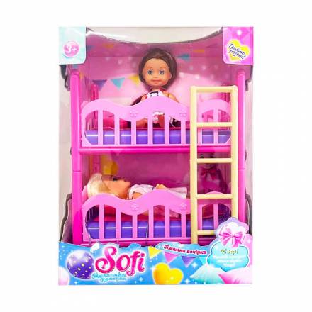 Лялька Sofi 53640 “Піжамна вечірка”, 2 ляльки, двоповерхове ліжко, висота ляльяки 11 см, в ко - 1