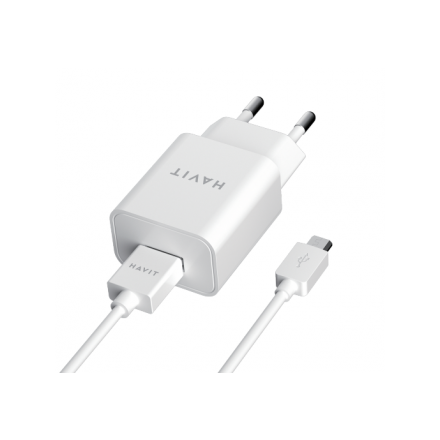Зарядний пристрій для мобільних телефонів HAVIT HV-ST111 USB с Micro USB кабелем White - 1
