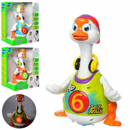 Гусь 828 (12шт) 21см, муз, звук(англ), свет, ездит, танцует, 3цвета, в кор-ке, 25-20-15см - 1