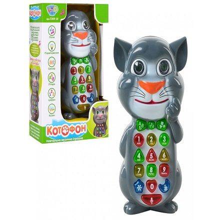 Телефон 7344 U I (72шт) Умный телефон-Котофон,15,5см,обуч,повтор,муз(укр),свет,на бат,кор,20-12-6см - 2