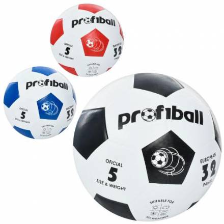 М'яч футбольний VA 0014-1 (30шт) розмір 5, гума, гладкий, 400г, в кульку, 3кольори - 1