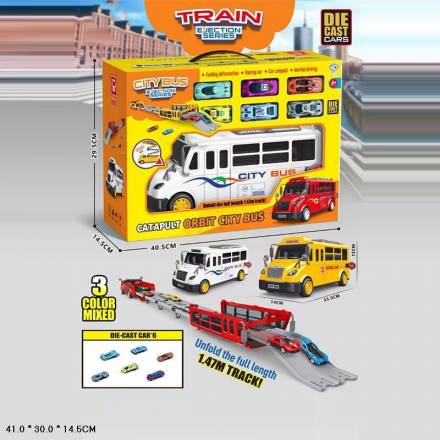 Ігровий набір арт. 8901 (18шт/2) автобус,машинки метал,трамплін, у коробці 41*30*14,5см - 1