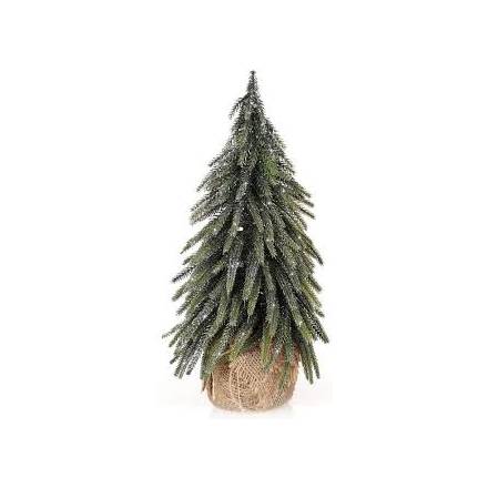 Ялинка 12272 35см засніжена в мішочку з срібною присипкою - 1