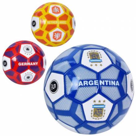 М'яч футбольний EN 3317 (30шт) розмір 5, ПВХ, 1,8мм, 340-360г, 3 види(країни), у кул. - 1