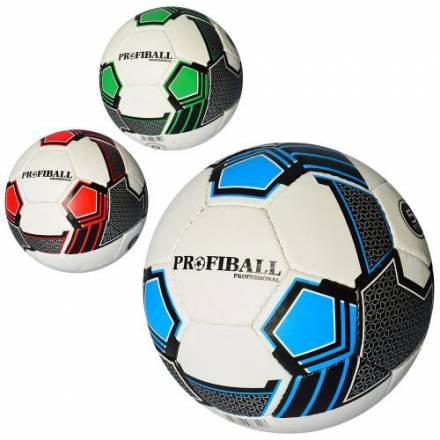 Мяч футбольный 2500-103 (30шт) размер 5, ПУ1,4мм, ручная работа, 32панели, 400-420г, 3цв, в кульке - 1