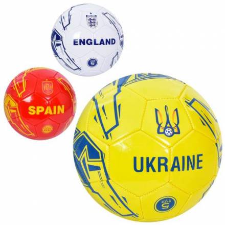 М'яч футбольний EN 3325 (30шт) розмір 5, ПВХ, 1,8мм, 340-360г, 3 види(країни), у кул. - 1