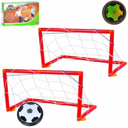 Футбольні ворота MR 1396 (12шт) 2шт, сітка 2шт, аером'яч 18см, світло, присоски, на бат-ці, в кор-ці - 1