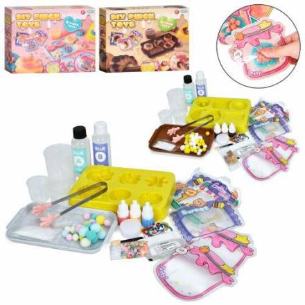 Набір для творчості 708B-70-71 фігурка-антистрес, зроби сам, формочки, рідина, фарби, мішура, - 1