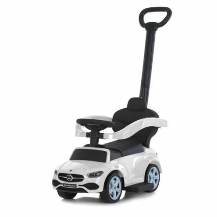 Каталка-толокар 668L-1 (1шт) 2в1 (батьк.ручка), звук, підставка для ніг, шкіра, бат., білий - 1
