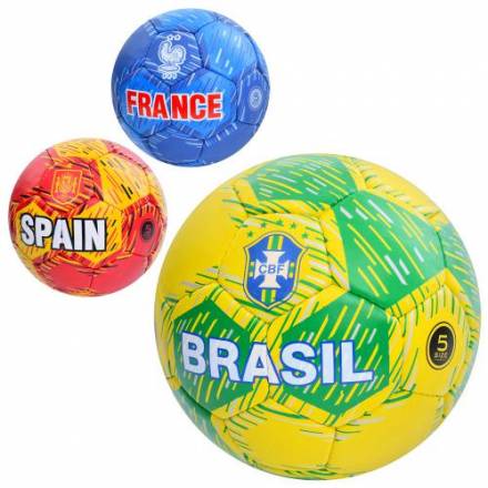 М'яч футбольний 2500-293 розмір5,ПУ1,4мм,ручна робота, 32панелі, 400-420г, 3види(країни), в п - 1
