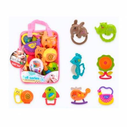 Брязкальце 8394-3 (72шт) від 10см, набір 8шт, в сумці, 17,5-22-5,5см - 1