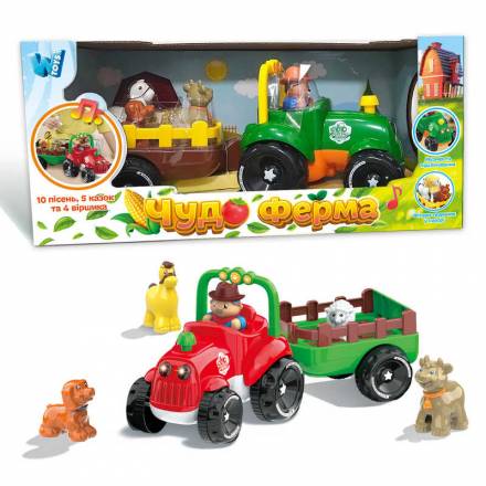 Трактор музичний 37586 (12/2) "WToys", ОЗВУЧУВАННЯ УКРАЇНСЬКОЮ МОВОЮ, підсвічування фар, віршики, ка - 1