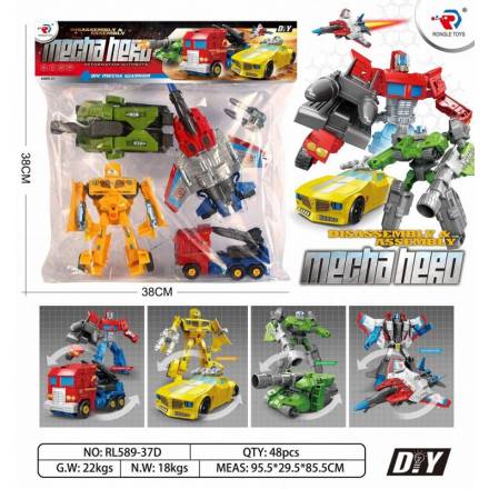 Трансформер арт.RL589-37D (48шт/2) 4 види в пакеті 38*38см - 1