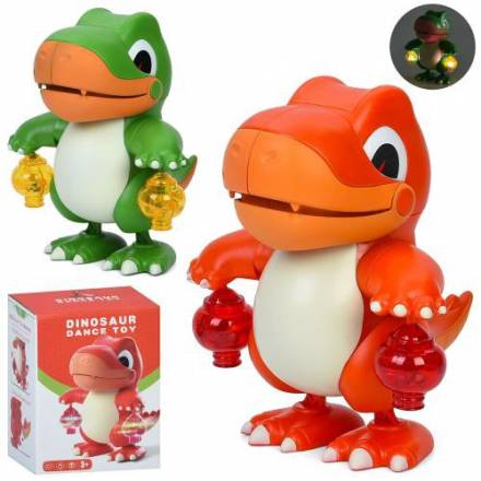 Музична іграшка 8807 (24шт) динозавр, 19,5см, танцює, музика, світло, 2 кольори, на бат-ці, в кор-ці - 1