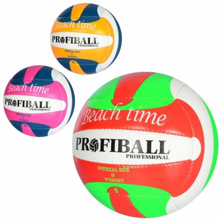 Мяч волейбольный 1115 (30шт) официальный размер, ПУ, 2мм, ручн,работа, 260-280г, 3цв,в куль,1цв в ящ - 1