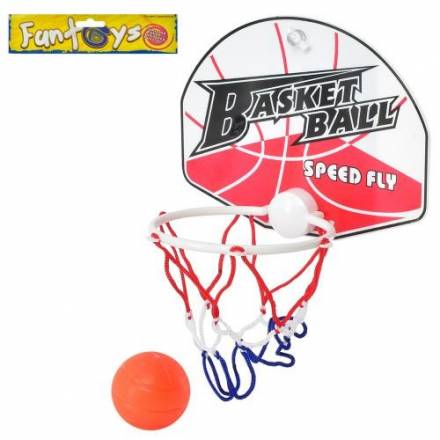 Баскетбольное кольцо MR 0623 (96шт) щит 18,5-14см, сетка, мяч(пластик) 4,5см,в кульке,19-20-5см - 1
