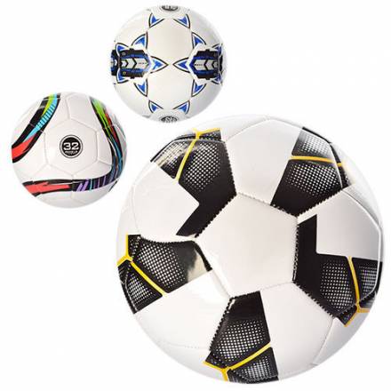 Мяч футбольный EV-3222 (30шт) размер 5, ПВХ 2,7мм, 32панели, 400-420г, 3 вида, - 1