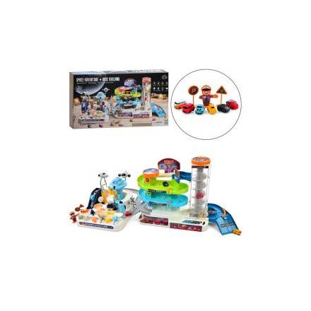 Гараж T915A (8шт) космічна база, ліфт, музика, світло, рухливі деталі, машинки, на бат-ці, в кор-ці, - 1